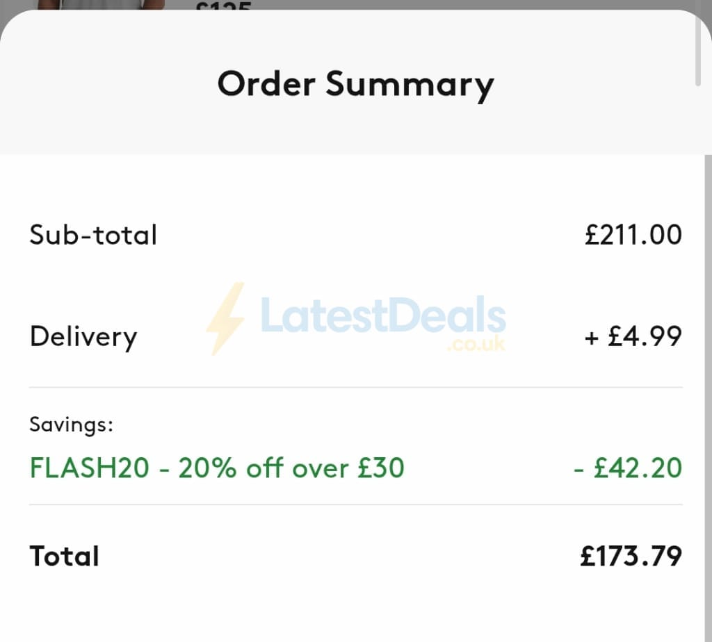 Screenshot of the Jacamo discount code working