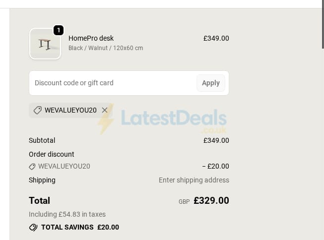 Screenshot of the Desktronic discount code working
