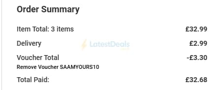 Screenshot of the Yours Clothing discount code working