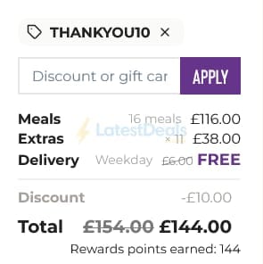 Screenshot of the Planty discount code working