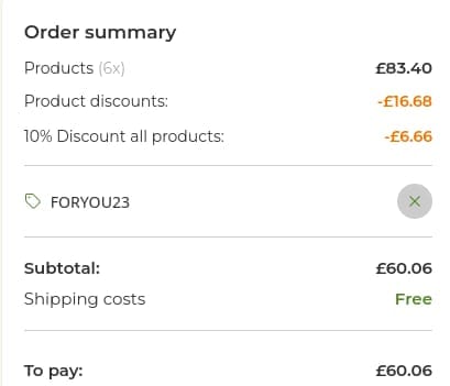 Screenshot of the VitaminExpress discount code working