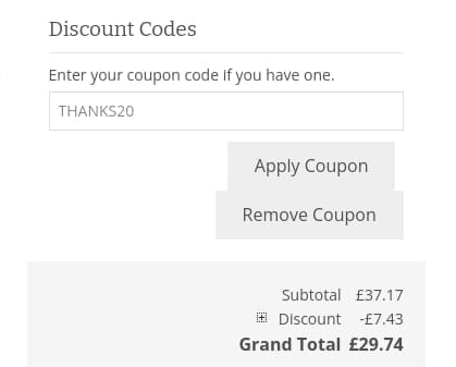 Screenshot of the The Knitting Network discount code working