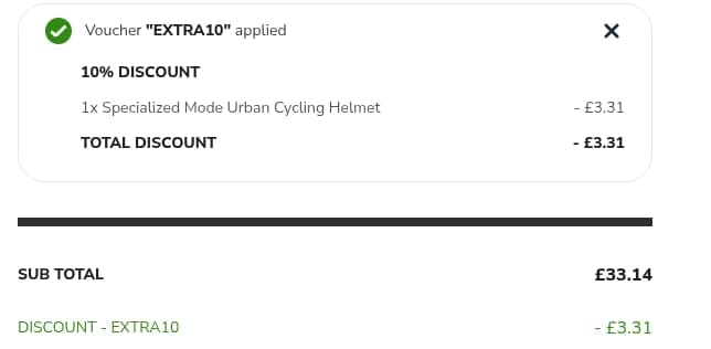 Screenshot of the Tredz Limited discount code working