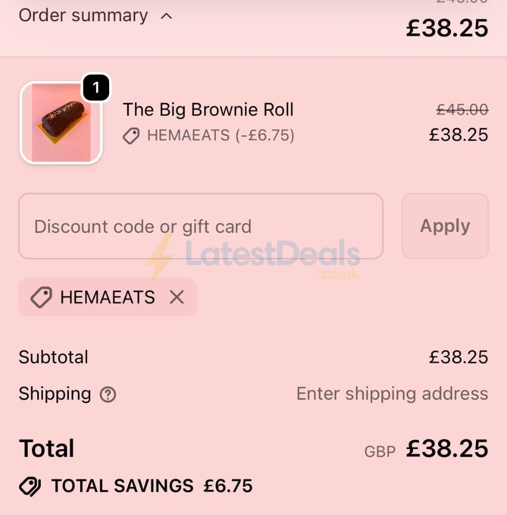 Screenshot of the Cake Or Death discount code working