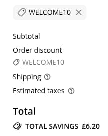 Screenshot of the Tenzo Tea discount code working