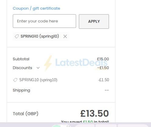 Screenshot of the Books Please discount code working