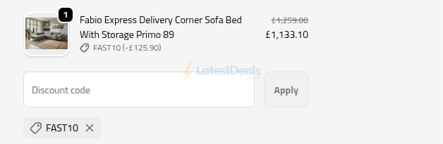 Screenshot of the Msofas discount code working