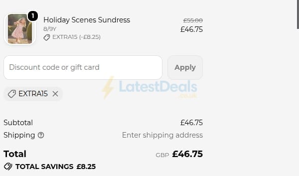 Screenshot of the Trotters discount code working