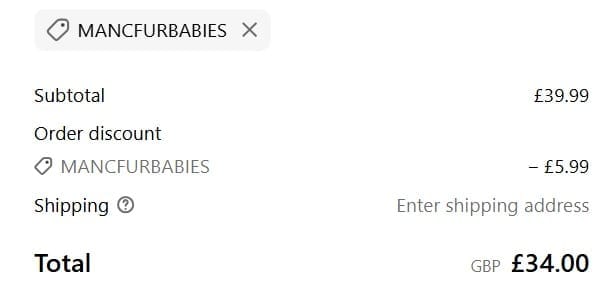 Screenshot of the Buddy & Lola discount code working