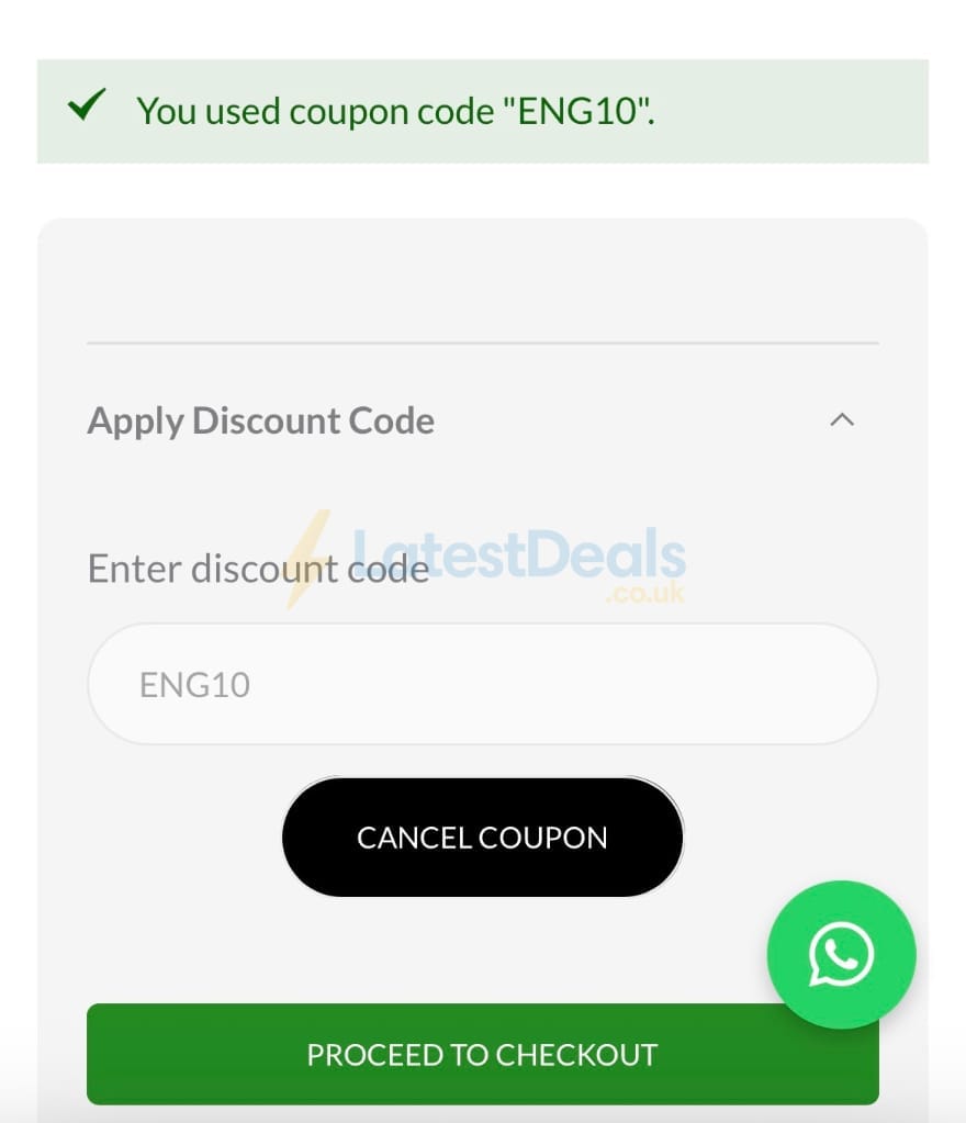 Screenshot of the RUComfy Bean Bags discount code working