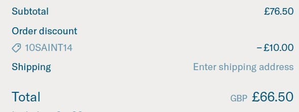 Screenshot of the Lucky Saint discount code working