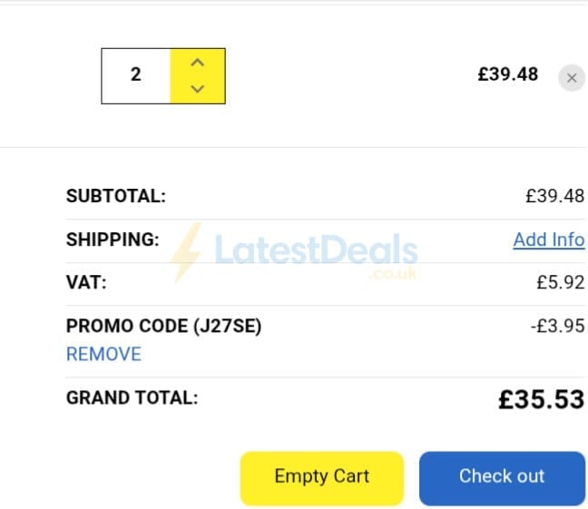 Screenshot of the IJT Direct discount code working