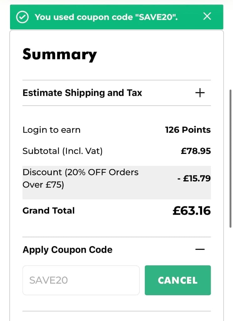 Screenshot of the Ivel Valley Bird Food discount code working