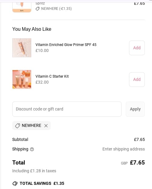 Screenshot of the The Beauty Crop discount code working