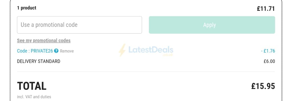 Screenshot of the Vinatis discount code working