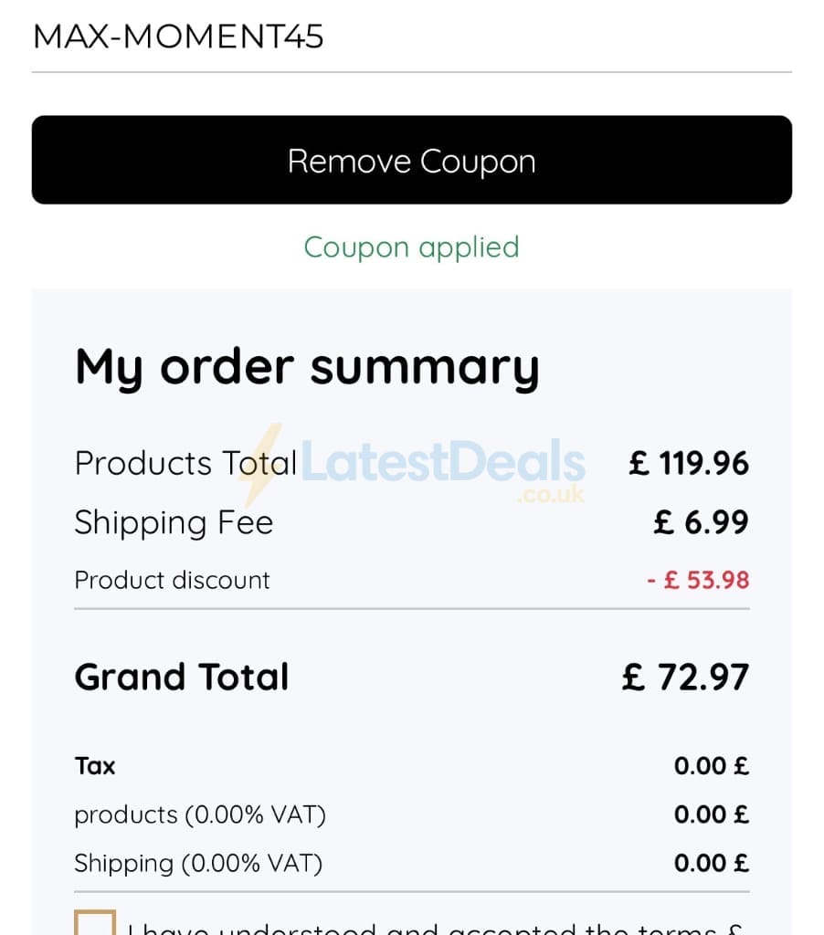 Screenshot of the myphotobook discount code working