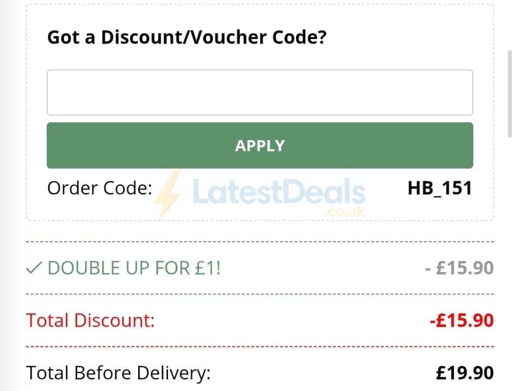 Screenshot of the Happy Beaks discount code working