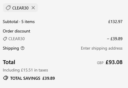 Screenshot of the Lyonsleaf discount code working