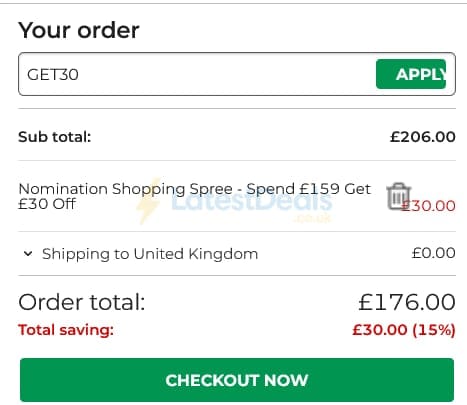 Screenshot of the Argento discount code working