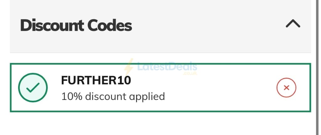 Screenshot of the Mainline Menswear discount code working