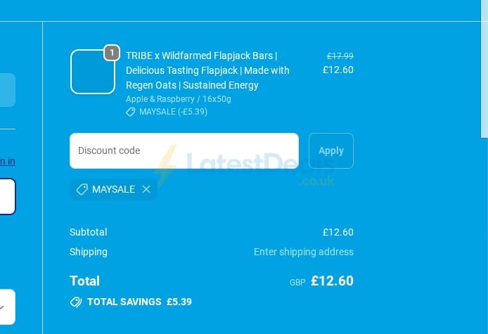 Screenshot of the Wearetribe discount code working