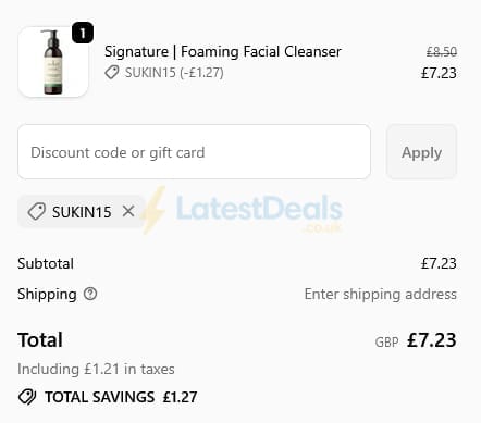Screenshot of the MYPURE discount code working