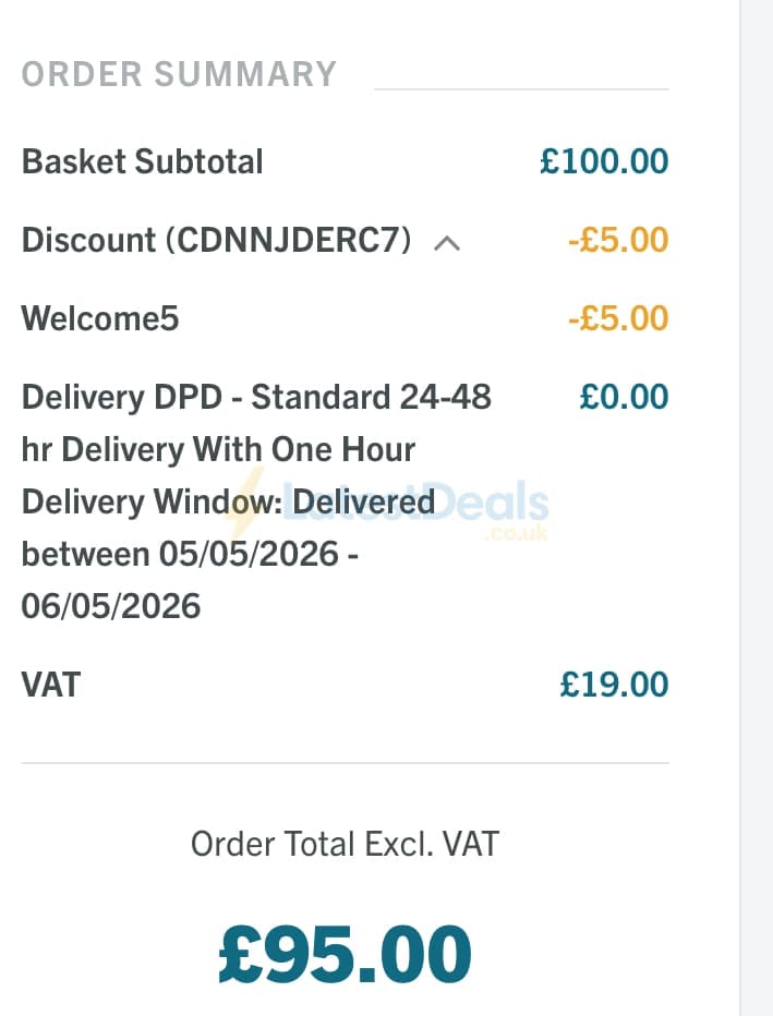 Screenshot of the Richardhaworth discount code working