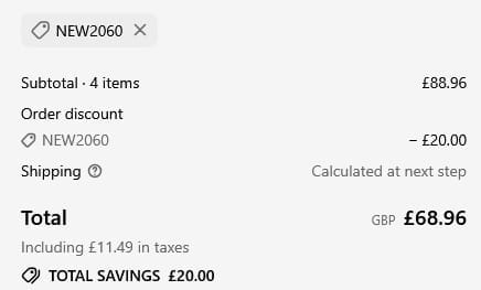 Screenshot of the Vitabright discount code working