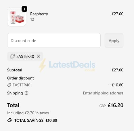 Screenshot of the Served Drinks discount code working