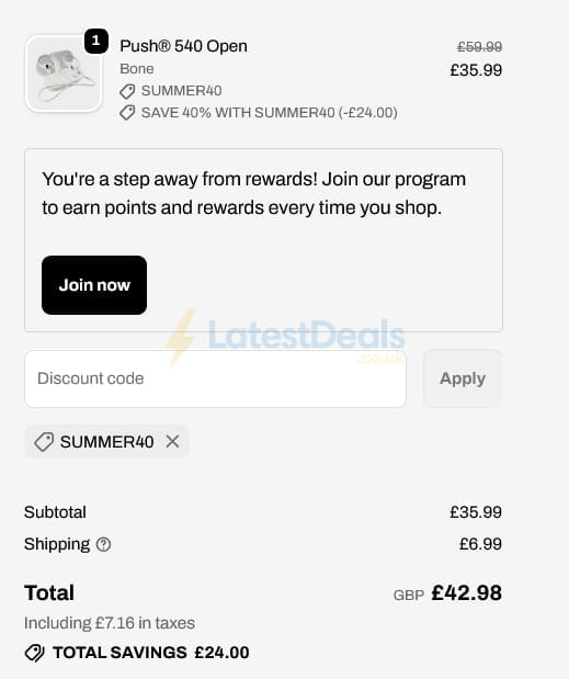 Screenshot of the Skullcandy discount code working