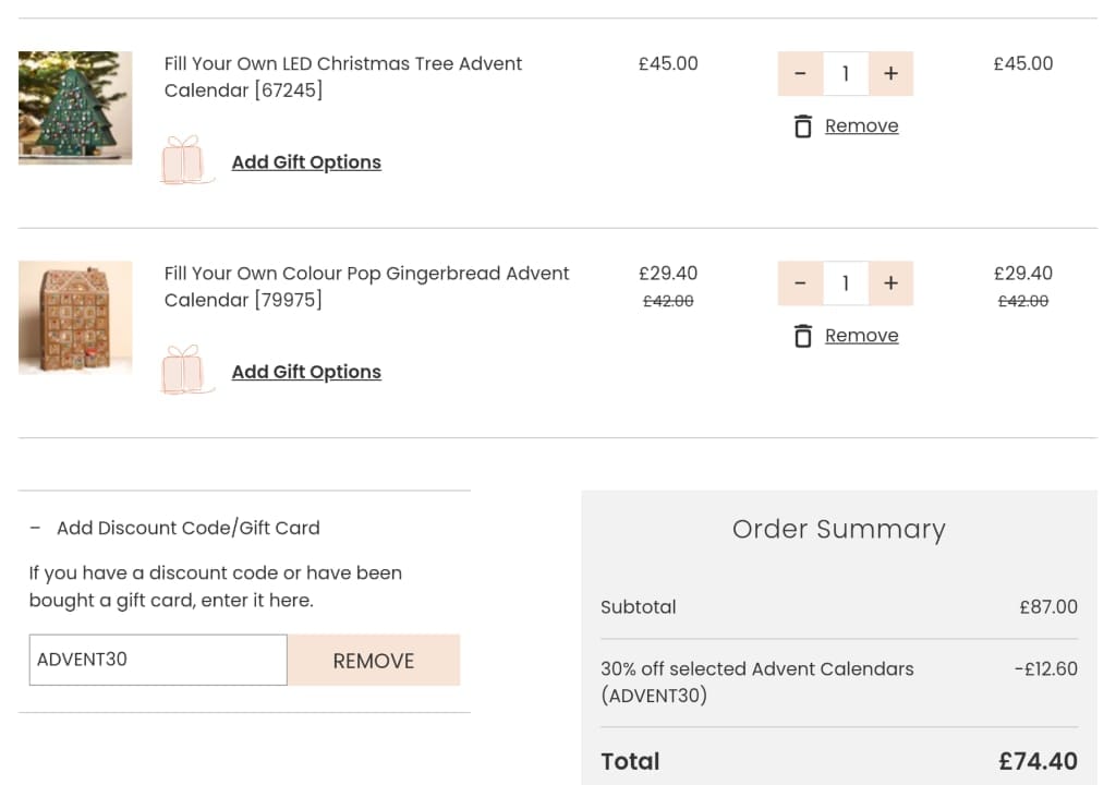 Screenshot of the Lisa Angel discount code working