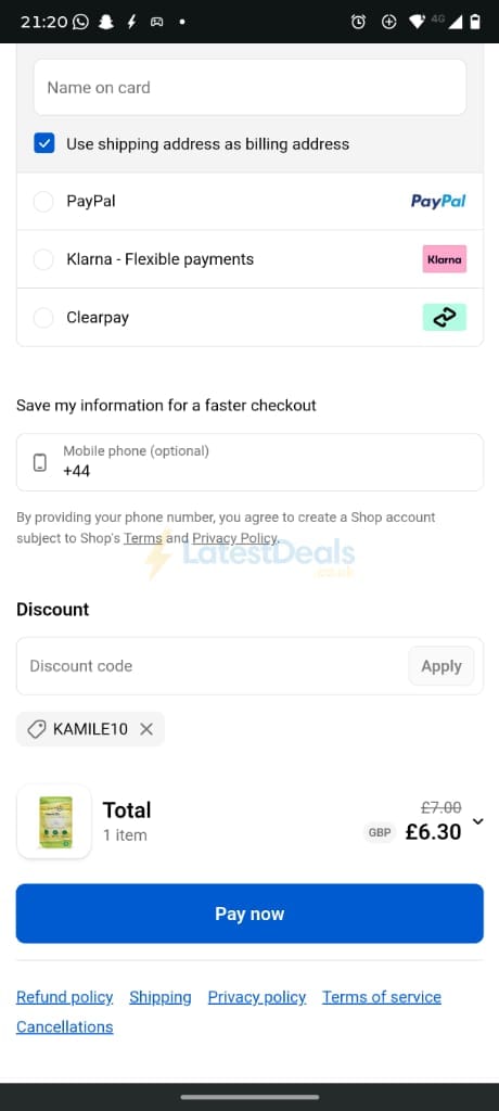 Screenshot of the SunVit-D3 discount code working