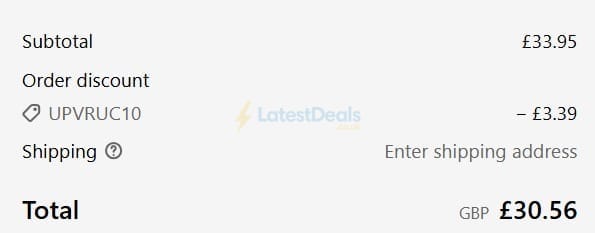 Screenshot of the U Perform discount code working