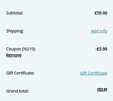 Screenshot of the Skinlight discount code working