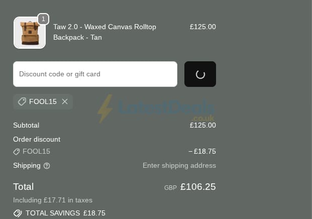 Screenshot of the KOVERED discount code working