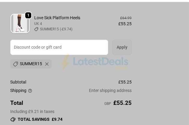 Screenshot of the Lamoda discount code working