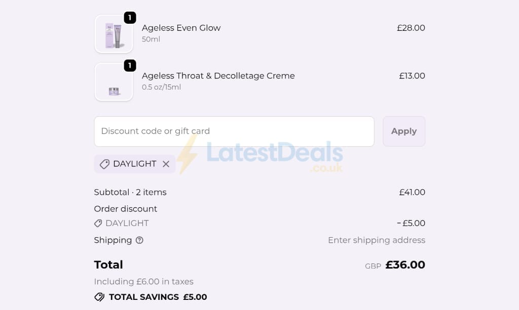 Screenshot of the Prai Beauty discount code working