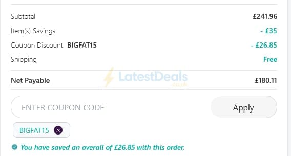 Screenshot of the Specscart discount code working