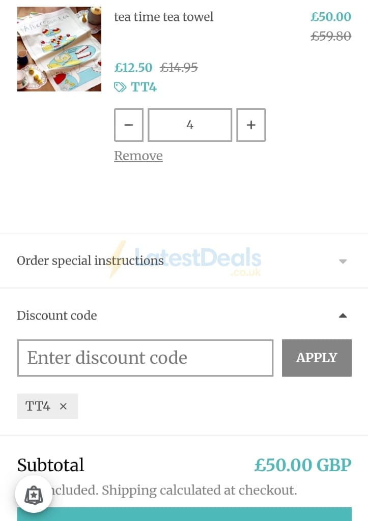 Screenshot of the Poppy Treffry discount code working