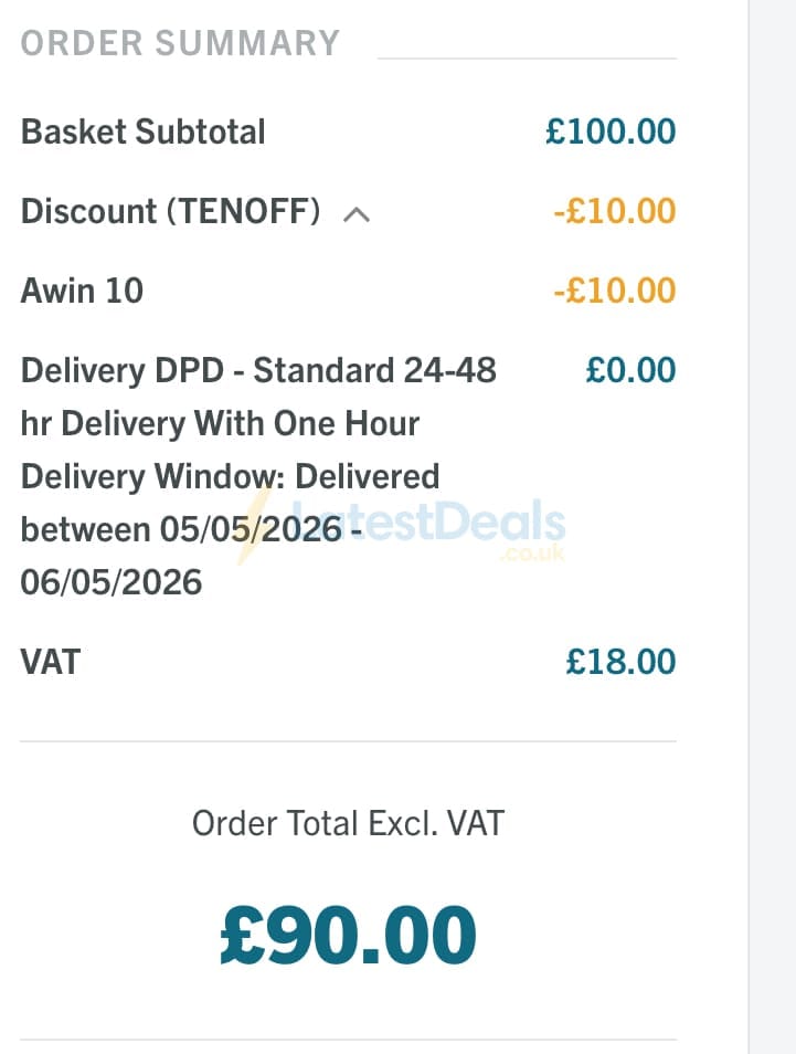 Screenshot of the Richardhaworth discount code working