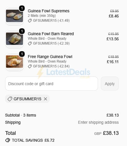 Screenshot of the The Wild Meat Company discount code working