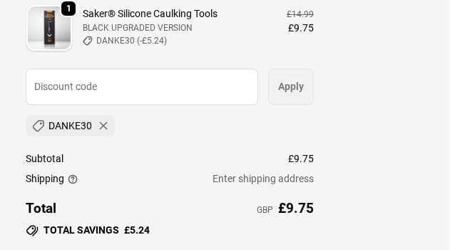 Screenshot of the SAKER discount code working