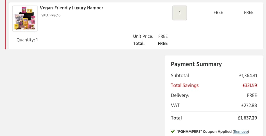 Screenshot of the UK Office Direct discount code working
