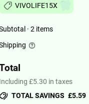 Screenshot of the Vivo Life discount code working