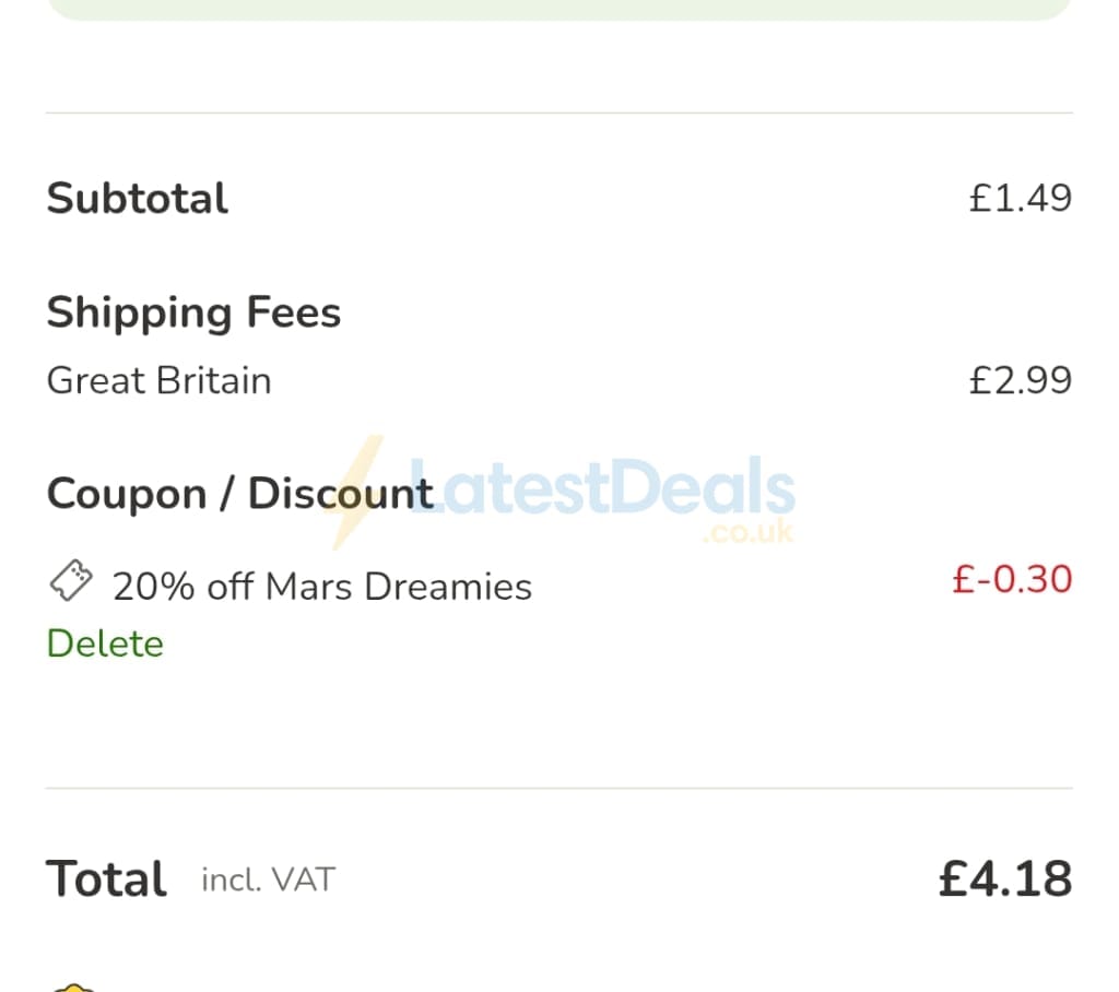Screenshot of the zooplus discount code working