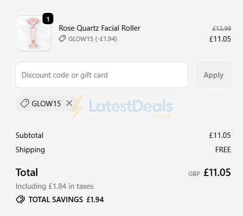 Screenshot of the Myga discount code working