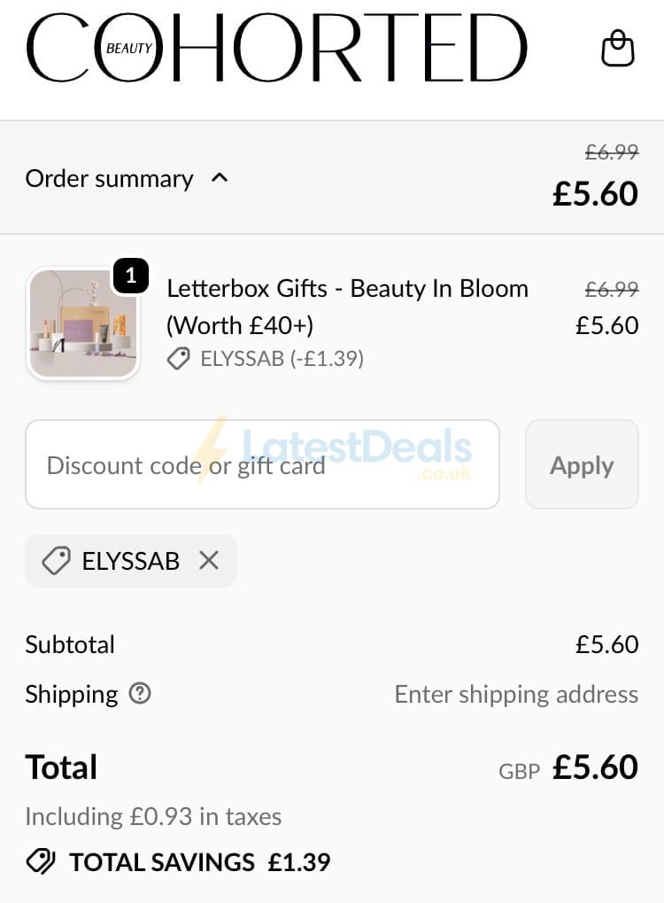Screenshot of the Cohorted discount code working