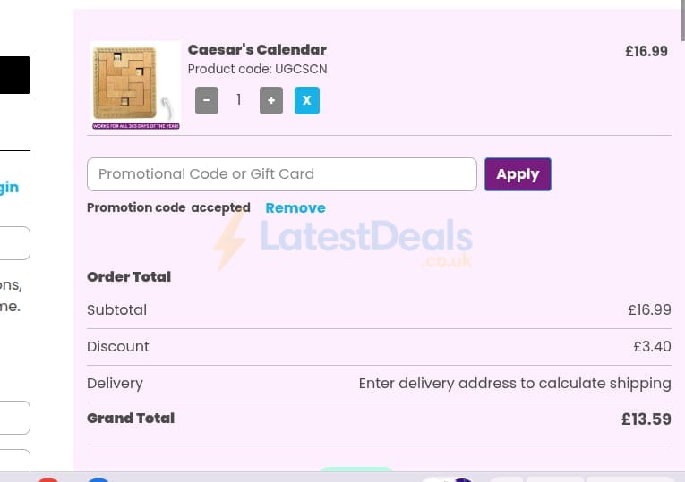 Screenshot of the Happy Puzzle discount code working
