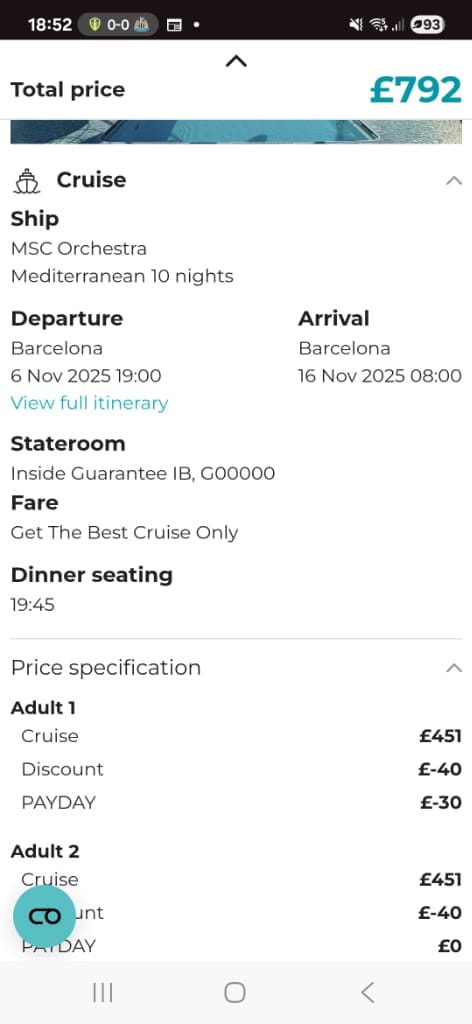 Screenshot of the Seascanner discount code working