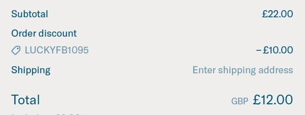 Screenshot of the Lucky Saint discount code working